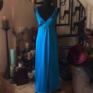 Vintage Vanity Fair Sexy Slit Long Maxi Nightgown Chemise Slip Dress Lingerie